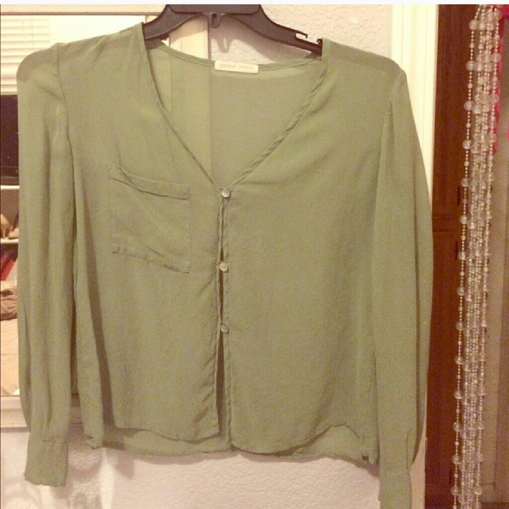 Paper Crown green button blouse